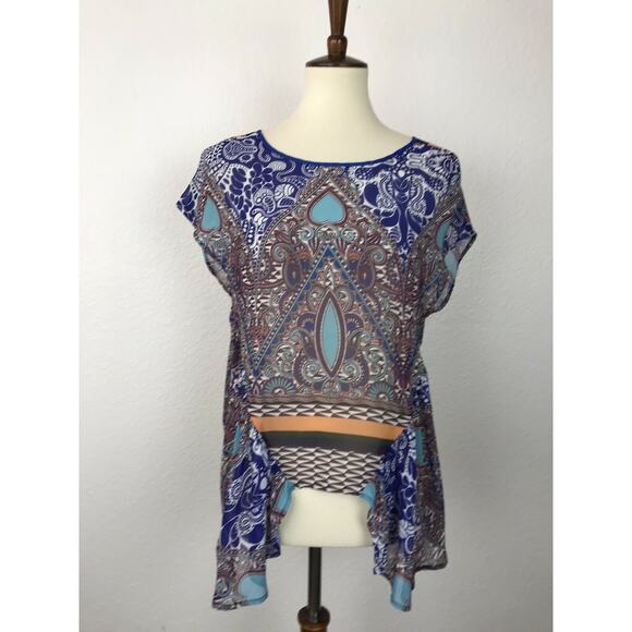 Clover Canyon Top Pullover Multicolor Print Asymmetric - Picture 1 of 11